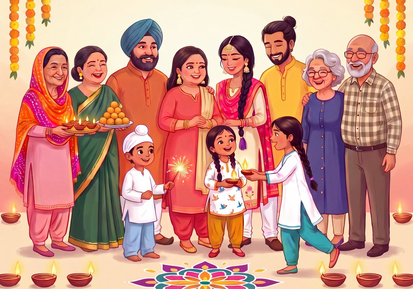 The family from the books, drawn